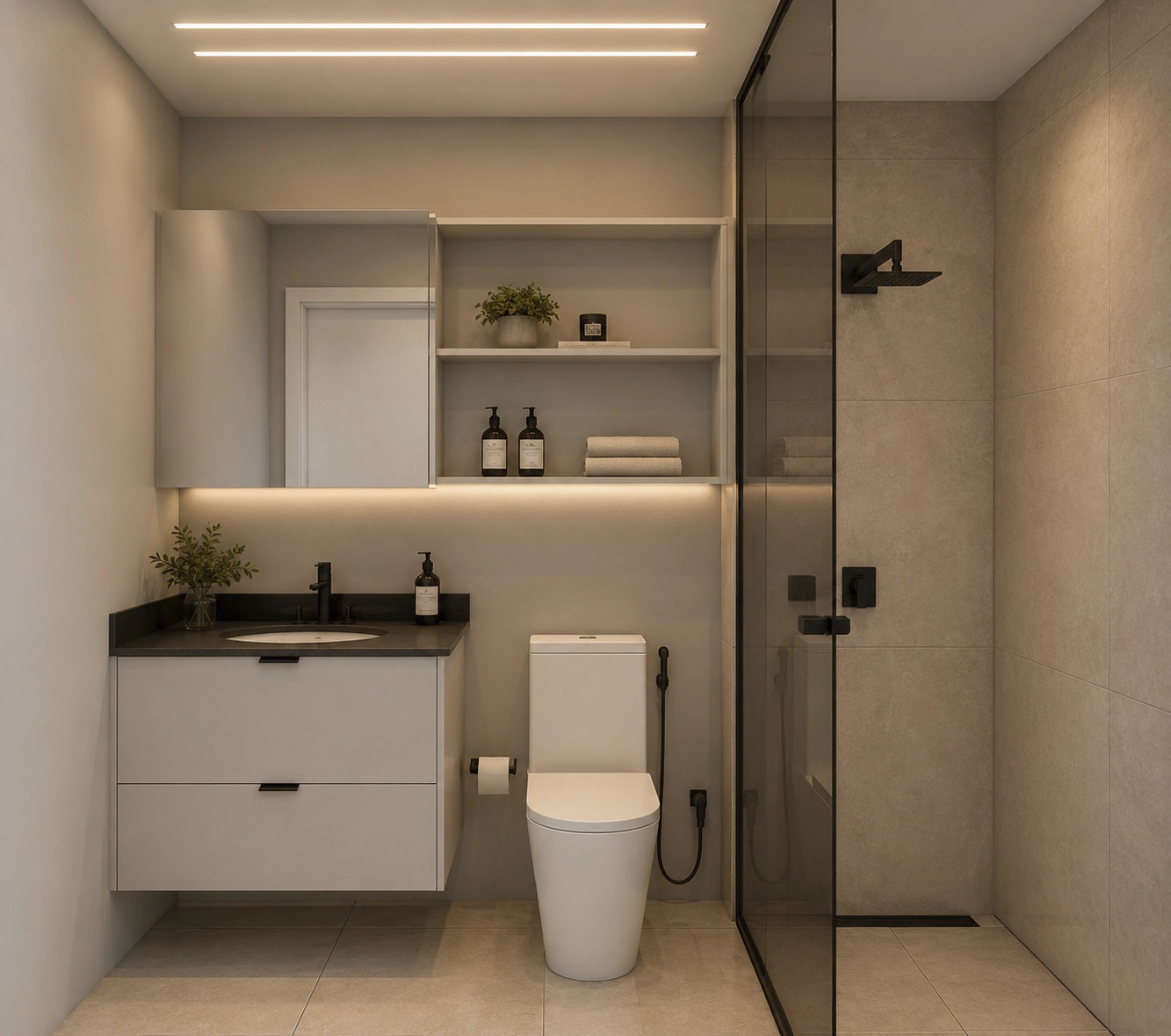 Banheiro e lavabo planejados em Ribeirão Preto